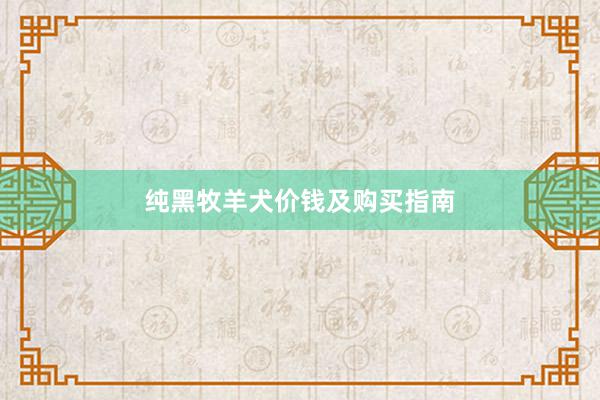 纯黑牧羊犬价钱及购买指南
