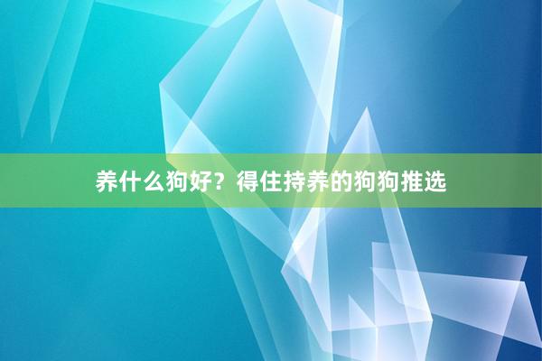 养什么狗好?得住持养的狗狗推选